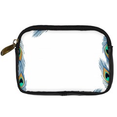 Beautiful Frame Made Up Of Blue Peacock Feathers Digital Camera Cases