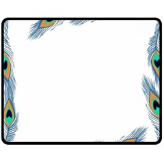 Beautiful Frame Made Up Of Blue Peacock Feathers Double Sided Fleece Blanket (medium) 