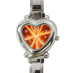 Red Leaf Macro Detail Heart Italian Charm Watch