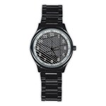 Abstract Architecture Pattern Stainless Steel Round Watch Front