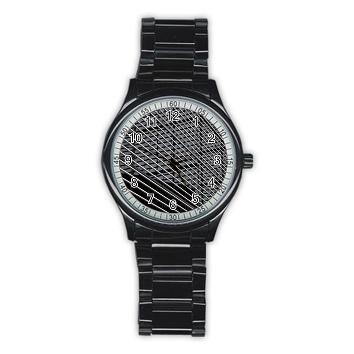 Abstract Architecture Pattern Stainless Steel Round Watch