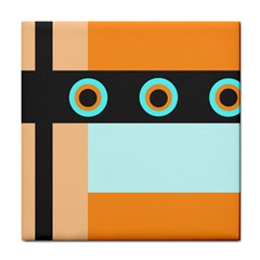 Orange, Aqua, Black Spots And Stripes Tile Coasters by digitaldivadesigns