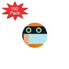 Orange, Aqua, Black Spots And Stripes 1  Mini Buttons (100 Pack)  by digitaldivadesigns