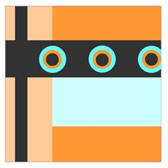Orange, Aqua, Black Spots And Stripes Large Satin Scarf (square) by digitaldivadesigns