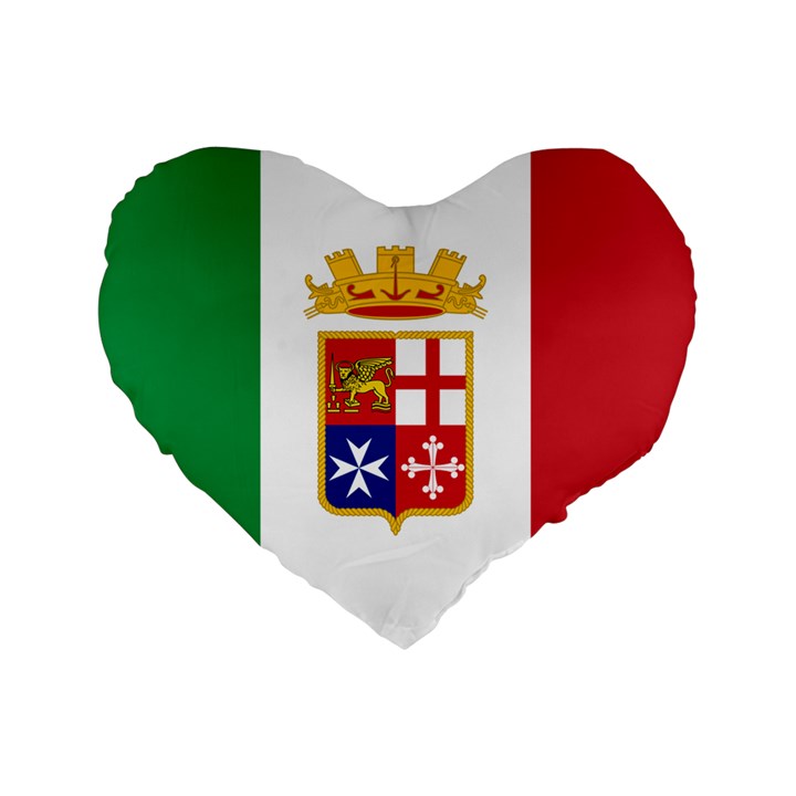 Naval Ensign of Italy Standard 16  Premium Flano Heart Shape Cushions