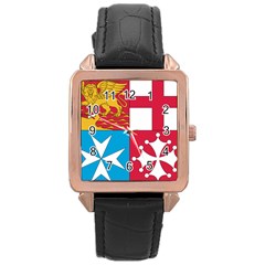 Naval Jack Of Italian Navy  Rose Gold Leather Watch  by abbeyz71