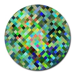 Pixel Pattern A Completely Seamless Background Design Round Mousepads by Nexatart