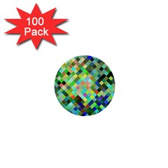 Pixel Pattern A Completely Seamless Background Design 1  Mini Buttons (100 Pack)  by Nexatart