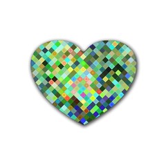 Pixel Pattern A Completely Seamless Background Design Rubber Coaster (heart)  by Nexatart