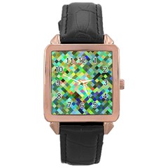 Pixel Pattern A Completely Seamless Background Design Rose Gold Leather Watch  by Nexatart