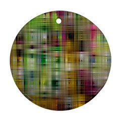 Woven Colorful Abstract Background Of A Tight Weave Pattern Round Ornament (two Sides) by Nexatart