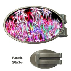 Fractal Fireworks Display Pattern Money Clips (oval)  by Nexatart