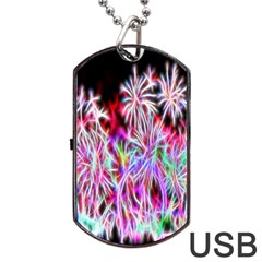 Fractal Fireworks Display Pattern Dog Tag Usb Flash (one Side) by Nexatart