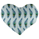 Background Of Beautiful Peacock Feathers Large 19  Premium Flano Heart Shape Cushions Front