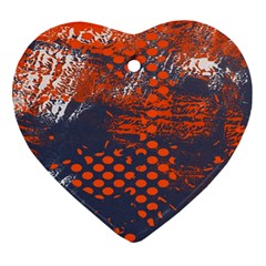 Dark Blue Red And White Messy Background Ornament (heart) by Nexatart