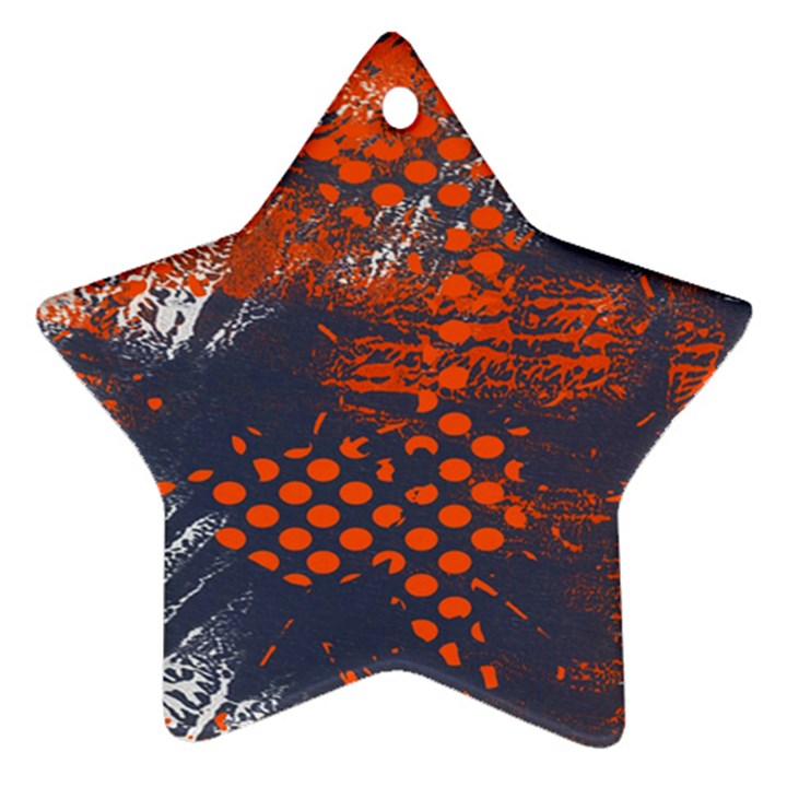 Dark Blue Red And White Messy Background Ornament (Star)