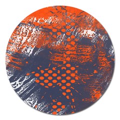 Dark Blue Red And White Messy Background Magnet 5  (round) by Nexatart