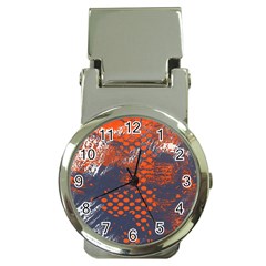 Dark Blue Red And White Messy Background Money Clip Watches by Nexatart