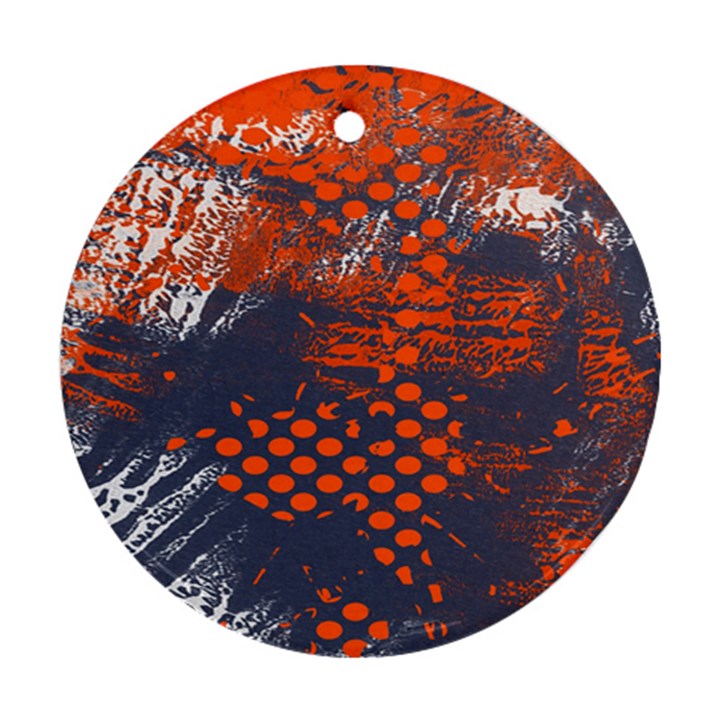 Dark Blue Red And White Messy Background Round Ornament (Two Sides)