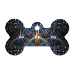 Fancy Fractal Pattern Background Accented With Pretty Colors Dog Tag Bone (two Sides) by Nexatart