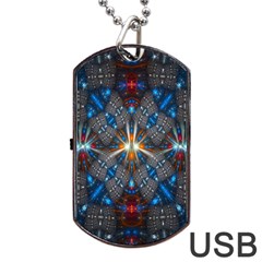 Fancy Fractal Pattern Background Accented With Pretty Colors Dog Tag Usb Flash (one Side) by Nexatart