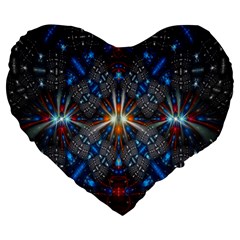 Fancy Fractal Pattern Background Accented With Pretty Colors Large 19  Premium Heart Shape Cushions by Nexatart