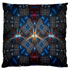 Fancy Fractal Pattern Background Accented With Pretty Colors Large Flano Cushion Case (two Sides) by Nexatart