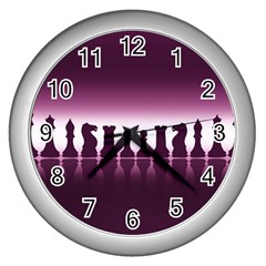 Chess Pieces Wall Clocks (silver)  by Valentinaart