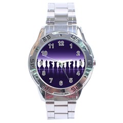 Chess Pieces Stainless Steel Analogue Watch by Valentinaart