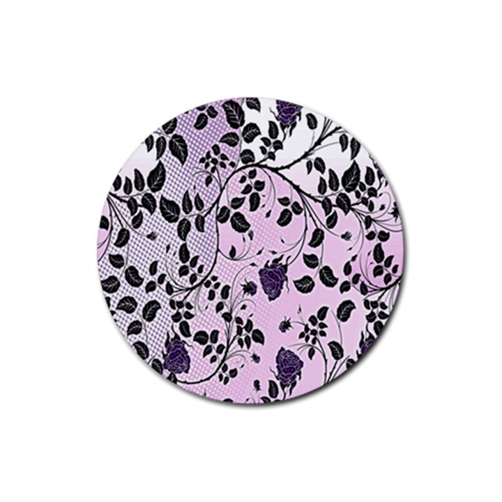 Floral Pattern Background Rubber Coaster (Round) 