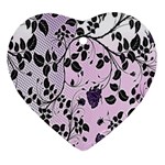 Floral Pattern Background Heart Ornament (Two Sides) Back