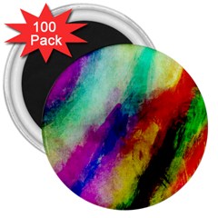 Colorful Abstract Paint Splats Background 3  Magnets (100 Pack)