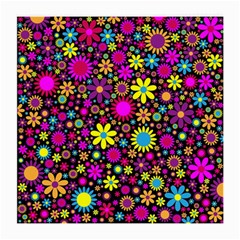 Bright And Busy Floral Wallpaper Background Medium Glasses Cloth (2-side) by Nexatart