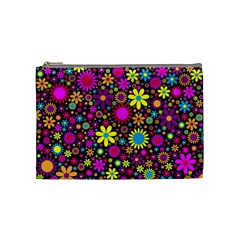 Bright And Busy Floral Wallpaper Background Cosmetic Bag (medium)  by Nexatart