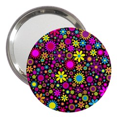 Bright And Busy Floral Wallpaper Background 3  Handbag Mirrors by Nexatart