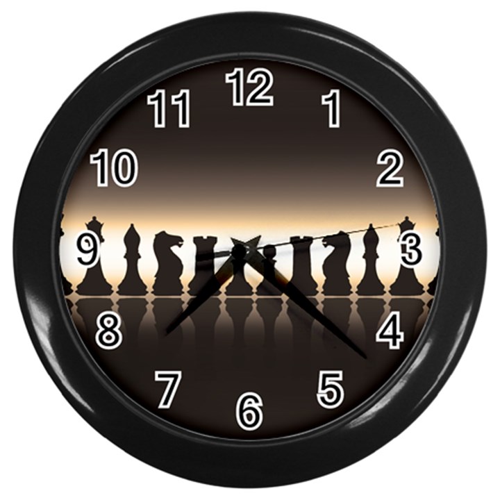 Chess Pieces Wall Clocks (Black)