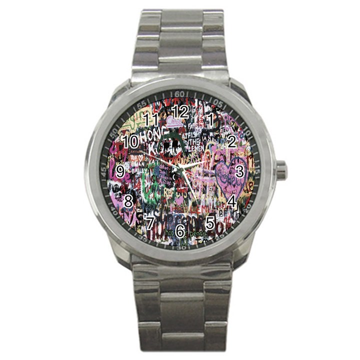 Graffiti Wall Pattern Background Sport Metal Watch