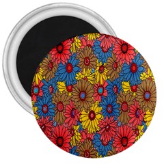 Background With Multi Color Floral Pattern 3  Magnets by Nexatart