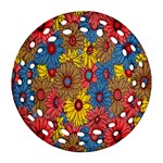 Background With Multi Color Floral Pattern Round Filigree Ornament (Two Sides) Back