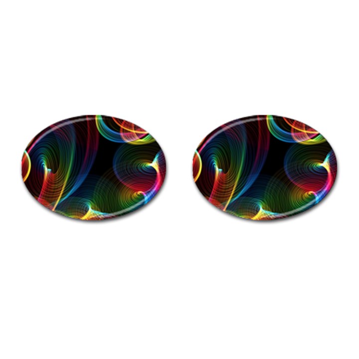 Abstract Rainbow Twirls Cufflinks (Oval)