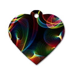 Abstract Rainbow Twirls Dog Tag Heart (two Sides) by Nexatart