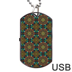 Seamless Abstract Peacock Feathers Abstract Pattern Dog Tag Usb Flash (two Sides) by Nexatart