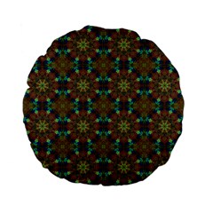 Seamless Abstract Peacock Feathers Abstract Pattern Standard 15  Premium Flano Round Cushions
