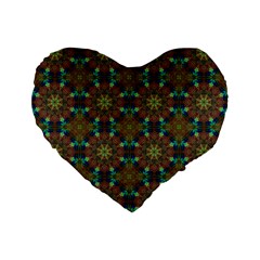 Seamless Abstract Peacock Feathers Abstract Pattern Standard 16  Premium Flano Heart Shape Cushions by Nexatart