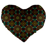 Seamless Abstract Peacock Feathers Abstract Pattern Large 19  Premium Flano Heart Shape Cushions Front