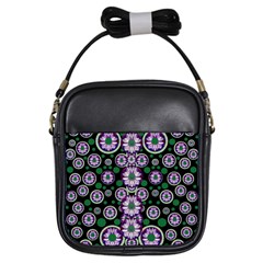 Fantasy Flower Forest  In Peacock Jungle Wood Girls Sling Bags by pepitasart