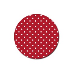 Red Polka Dots Rubber Round Coaster (4 Pack)  by LokisStuffnMore