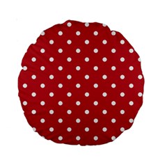 Red Polka Dots Standard 15  Premium Round Cushions by LokisStuffnMore