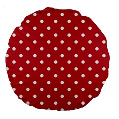 Red Polka Dots Large 18  Premium Round Cushions by LokisStuffnMore