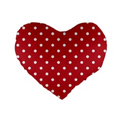 Red Polka Dots Standard 16  Premium Heart Shape Cushions by LokisStuffnMore